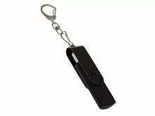 USB-флешка на 16 Гб 2 в 1 поворотный механизм, c дополнительным разъемом Type-C с одноцветным металлическим клипом, черный