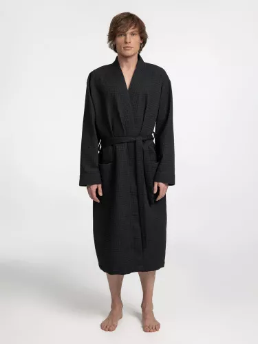 Халат вафельный Kimono, черный фото 8 Халат вафельный Kimono, черный фото 8