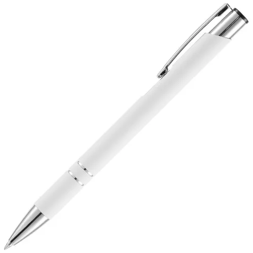 Ручка шариковая Keskus Soft Touch, белая фото 2