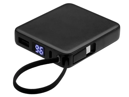 Внешний аккумулятор со встроенным кабелем USB-C Дэнси, 5000 мАч, черный фото 2