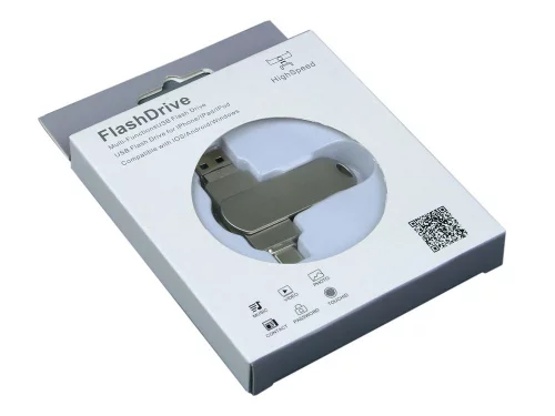Металлическая флешка для айфона 3 в 1 (i-flash_TYPEC_3_in_1.64.S, I= 64 Гб USB 3.0, Металлический корпус. Без перс.) фото 2