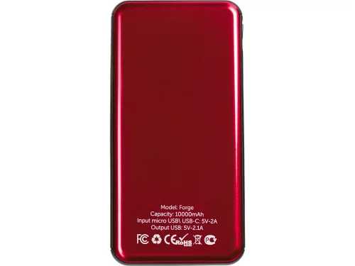 Внешний аккумулятор Forge v.2, металл, 10000mah, красный фото 2