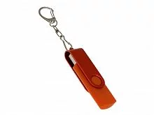 USB-флешка на 32 Гб 2 в 1 поворотный механизм, c дополнительным разъемом Type-C с одноцветным металлическим клипом, оранжевый