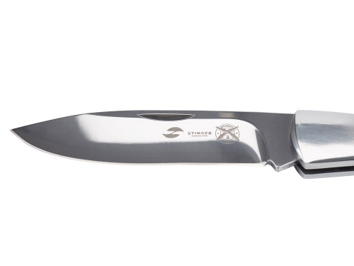 Нож складной Stinger, 104 мм, (серебристый), материал рукояти: сталь/дерево (серебристо-коричневый) фото 3 Нож складной Stinger, 104 мм, (серебристый), материал рукояти: сталь/дерево (серебристо-коричневый) фото 3