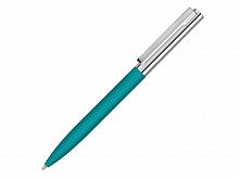 Ручка металлическая шариковая Bright GUM soft-touch с зеркальной гравировкой, бирюзовый