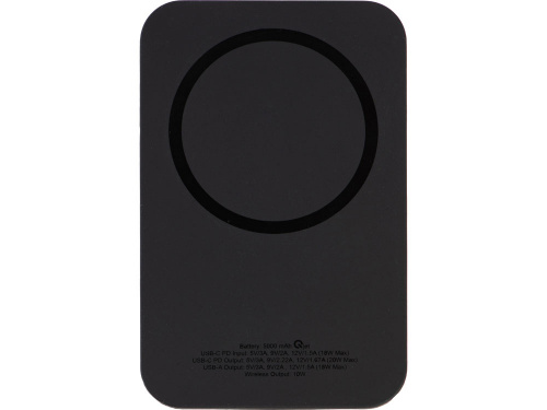 Магнитный беспроводной внешний аккумулятор MagnetIQ, 5000 mah, 10 W, черный (Р) фото 3 Магнитный беспроводной внешний аккумулятор MagnetIQ, 5000 mah, 10 W, черный (Р) фото 3