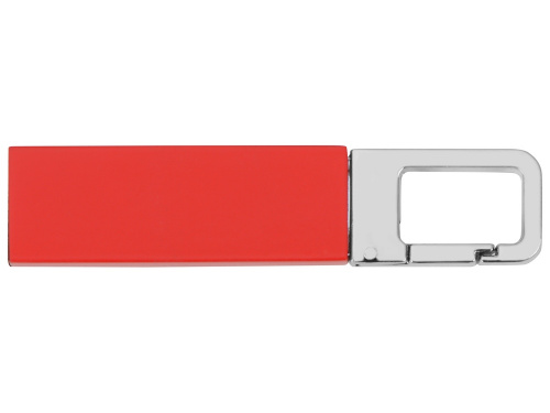 Флеш-карта USB 2.0 16 Gb с карабином Hook, красный/серебристый фото 3