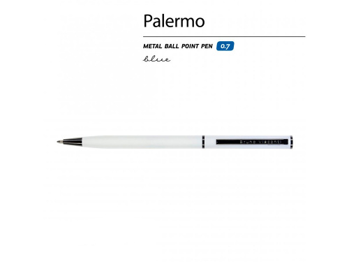 Ручка шариковая автоматическая BrunoVisconti® PALERMO цвет корпуса белый, soft-touch, 0.7 мм фото 3