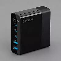 Зарядная станция 3xUSB Type-C, 2xUSB, PD, QC, 140Вт