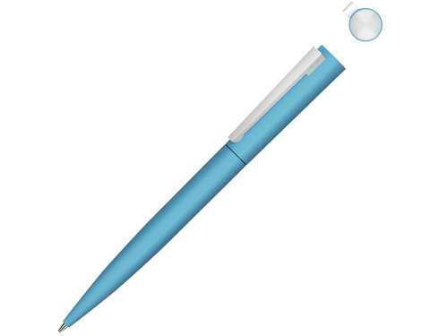 Металлическая шариковая ручка soft touch Brush gum, голубой Металлическая шариковая ручка soft touch Brush gum, голубой