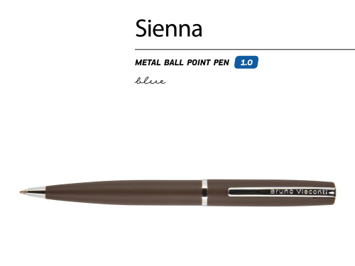 Ручка Sienna шариковая автоматическая, коричневый металлический корпус, 1.0 мм, синяя фото 3 Ручка Sienna шариковая автоматическая, коричневый металлический корпус, 1.0 мм, синяя фото 3