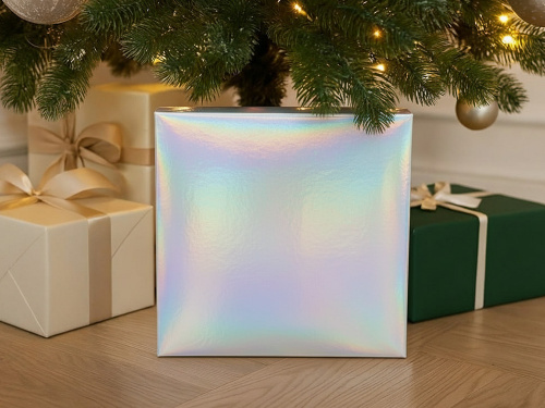 Подарочная коробка с голографическим шубером без печати Aurora, L, 260х260х100 мм. фото 4 Подарочная коробка с голографическим шубером без печати Aurora, L, 260х260х100 мм. фото 4