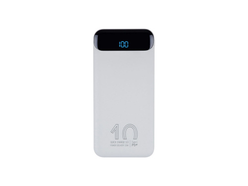 RIVACASE VA2540 (10 000mAh), QC/PD 20W внешний аккумулятор с дисплеем, белый 12/48