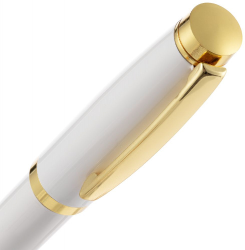 Ручка шариковая Letra Gold, глянцевая, белая фото 4