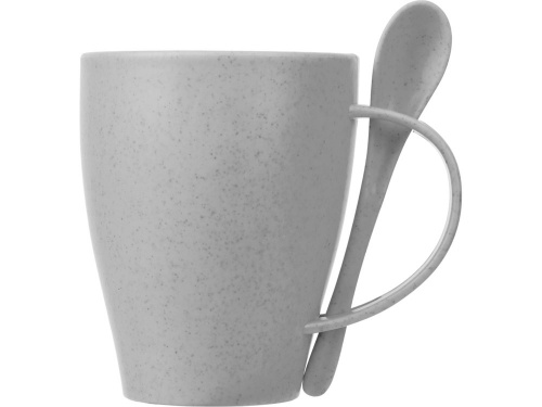 Пшеничная кружка Nina с ложкой, 300ml, серый Cool grey 7C фото 4