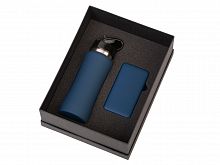 Подарочный набор с бутылкой для воды и повербанком С1, 5000 mAh, темно-синий