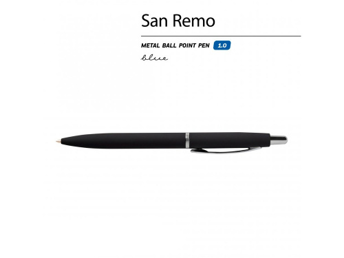 Ручка SAN REMO шариковая  автоматическая, черный металлический корпус, 1.00 мм, синяя фото 3