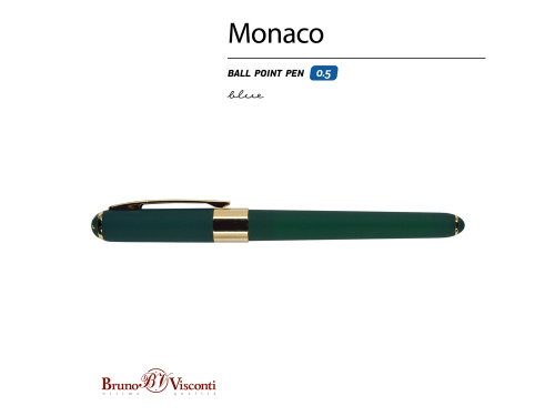 Ручка пластиковая шариковая Monaco, 0,5мм, синие чернила, зеленый фото 3