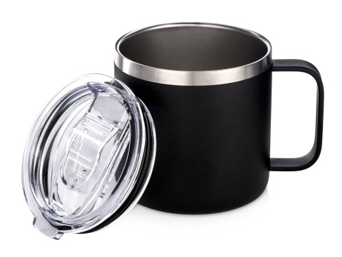 Кружка стальная Alaska с крышкой слайдером, powder coating, черный фото 2