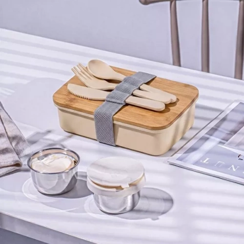Ланч-бокс «Lunch» из пшеничного волокна с бамбуковой крышкой