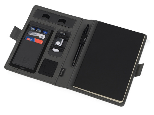 Органайзер с беспроводной зарядкой 5000 mAh Powernote, темно-серый фото 3 Органайзер с беспроводной зарядкой 5000 mAh Powernote, темно-серый фото 3