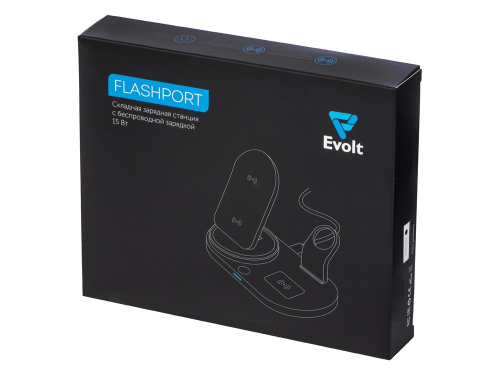 Складная зарядная станция с беспроводной зарядкой Flashport, 15 Вт, белый фото 12 Складная зарядная станция с беспроводной зарядкой Flashport, 15 Вт, белый фото 12
